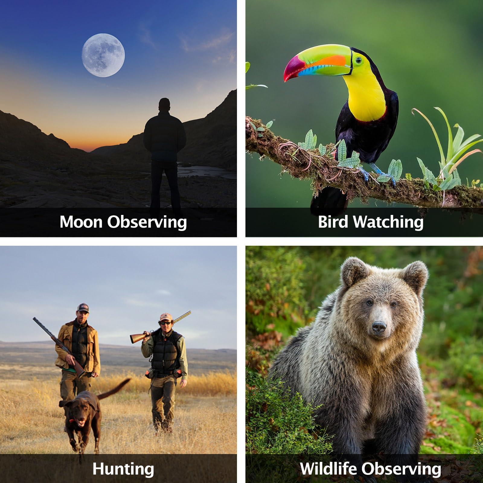 Gosky Gosky 10x42 Roof Prism Binoculars for Adults with Gosky HD Spotting Scope 20-60x 80mm with Tripod and Smartphone Adapter, for Bird Watching Hunting Hiking Wildlife Safari Travel