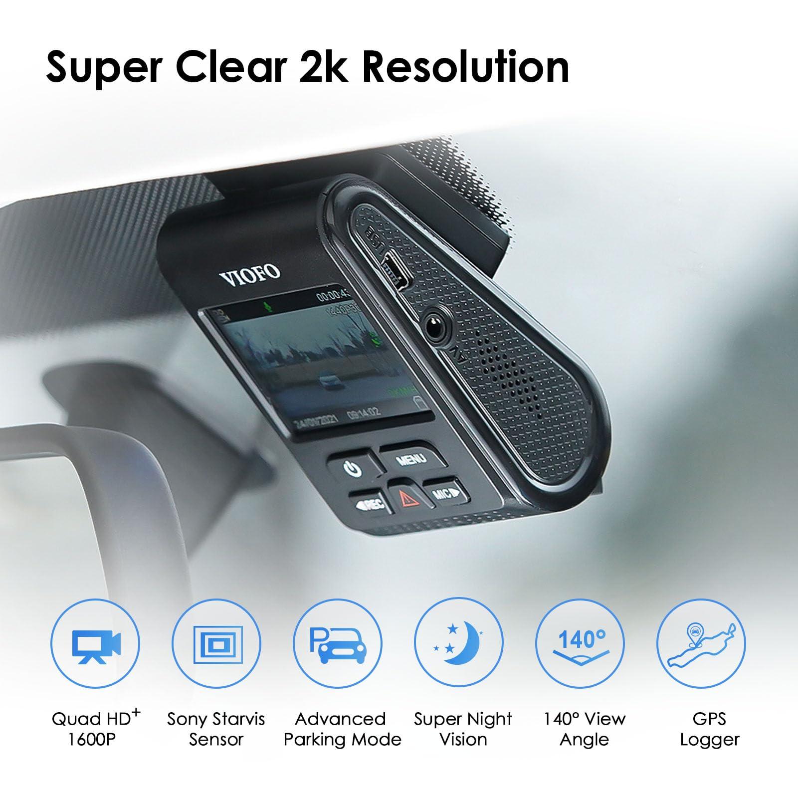 VIOFO VIOFO Dash Cam A119 V3 2K 2560x1440P Quad HD+ 60FPS Front Car Dash Camera, 5MP STARVIS Sensor, 140-Degree Wide Angle, GPS Included, Buffered Parking Mode, True HDR, Motion Detection, Time Lapse