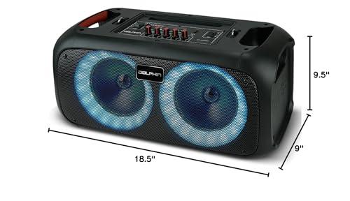 Dolphin Dolphin Boombox Portable Bluetooth Speaker - Crisp Sound - Dual 6.5" Woofer, 1" Tweeter
