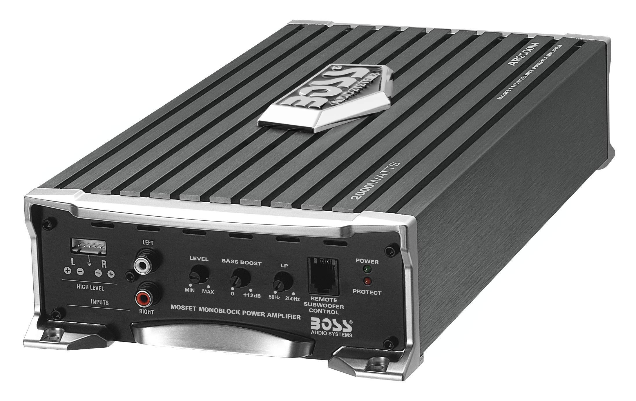 BOSS Audio Systems BOSS Audio Systems AR2000M Monoblock Car Amplifier - 2000 High Output, High/Low Level Inputs, Low-Pass Crossover, Hook Up to Subwoofer for Bass