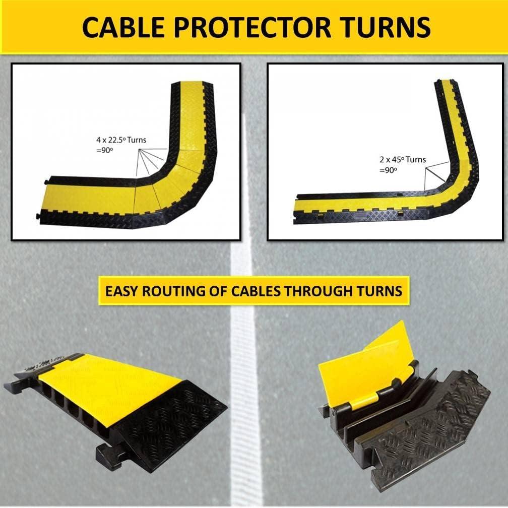 KABLE KONTROL Kable Kontrol Atlas Heavy Duty Cable Protector 45 Degree Left Turn 1.25 Width 1.25 Height 2 Channel CP9987 Compatible | Industrial Grade Rubber | Rubber Cable Protector | Wire Protector