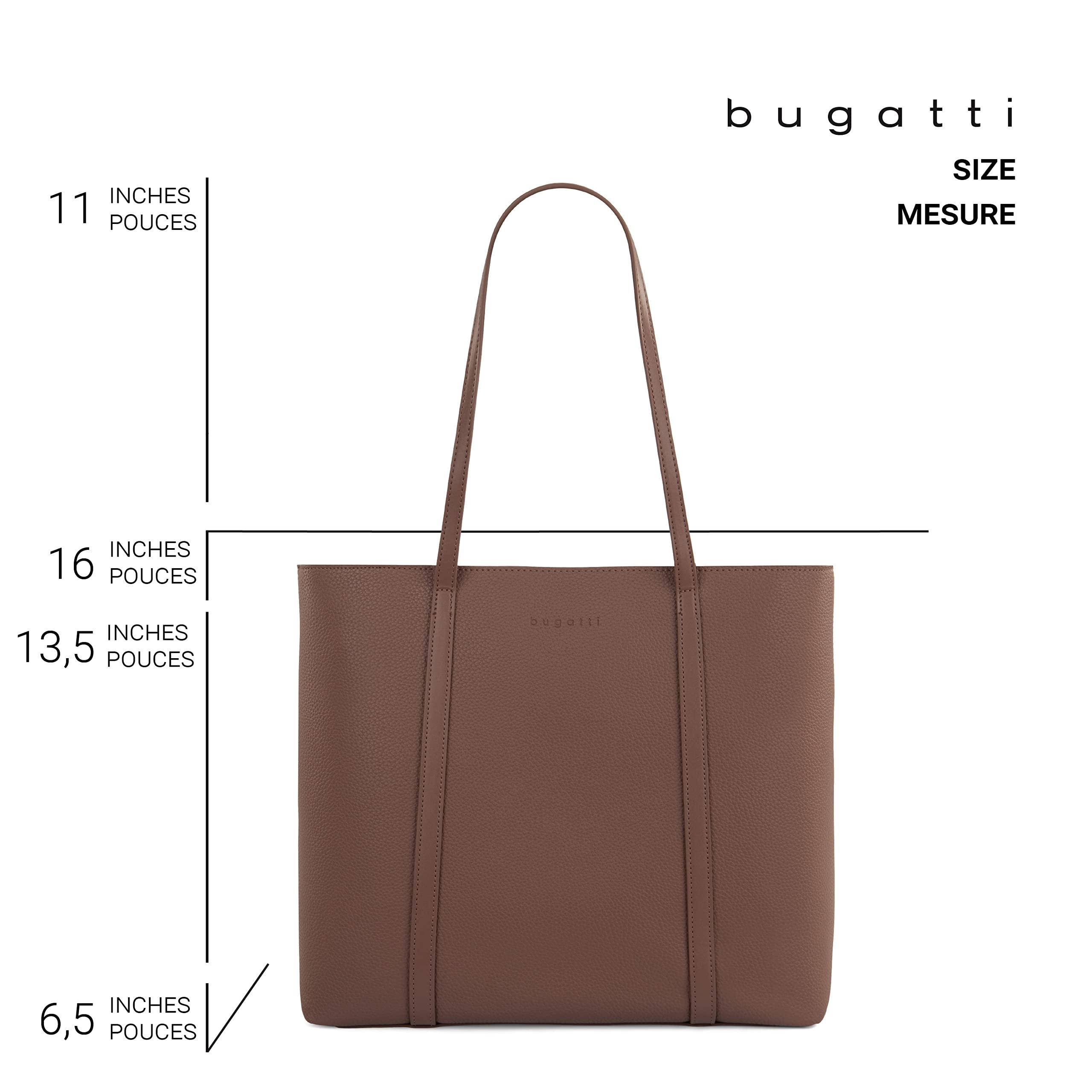 Bugatti Bugatti Pure Collection Tote Bag for Women, Girls, and Teens, Vegan Leather Purse with Removable Laptop Sleeve For Work, School, or Travel, Fits Tablets, Phone, Wallet and More, Pink