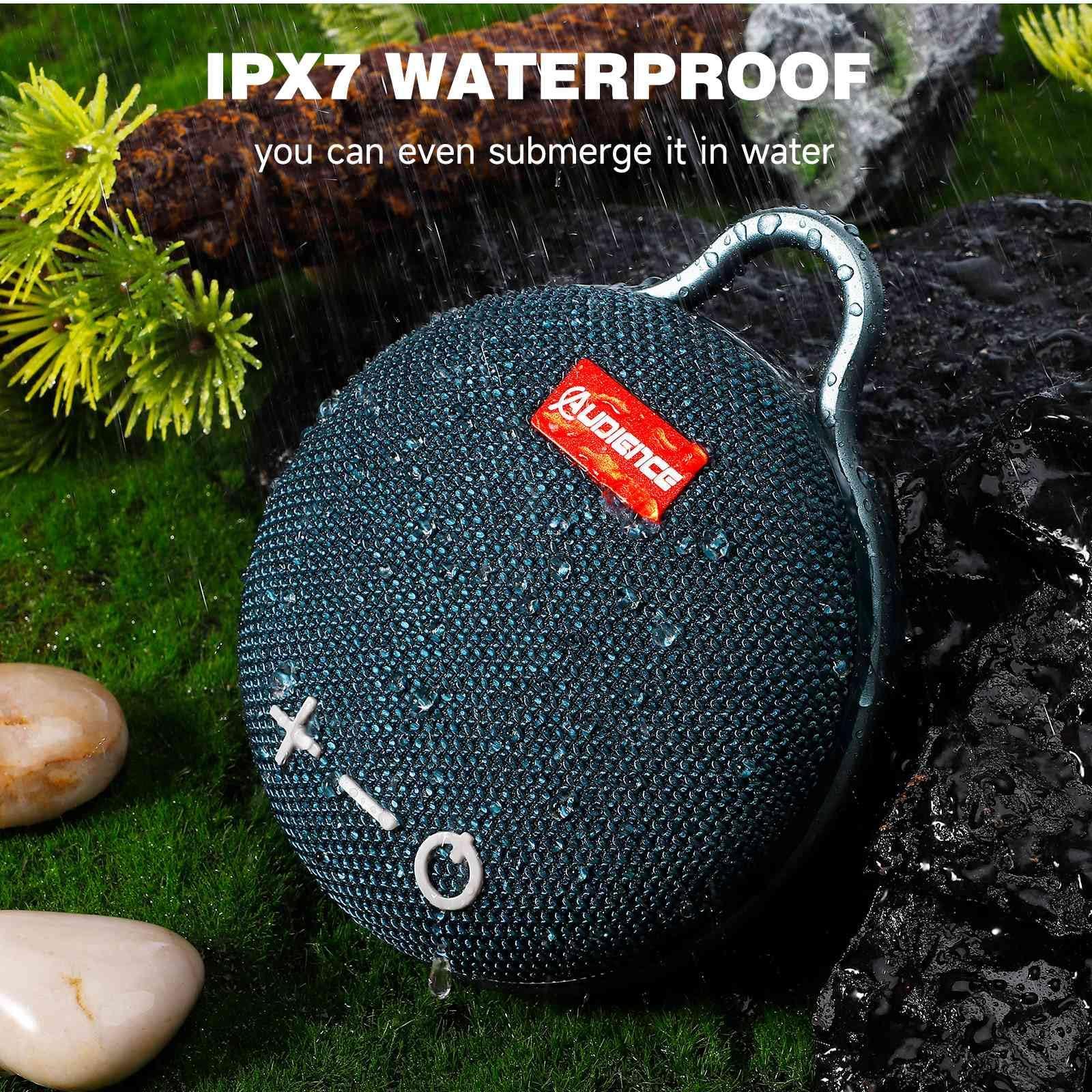 UrbanX UrbanX Audience Series IPX7 Bluetooth Waterproof Speaker with Clip, 20H Playtime, Compact Speaker with Big Sound, Punchy Bass, Wireless for Redmi Note 6 Pro & Beach, Pool, Boat, Biking Blue 1 Pack