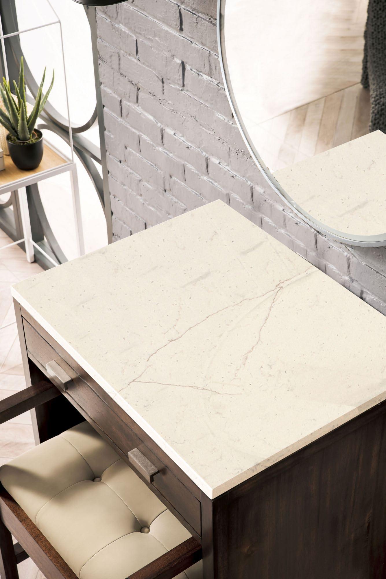 James Martin Vanities James Martin Vanities E444-CU30-GW-3EMR James Martin Vanities E444-CU30-3EMR Addison 30" Makeup Vanity Set with Eternal Marfil Top