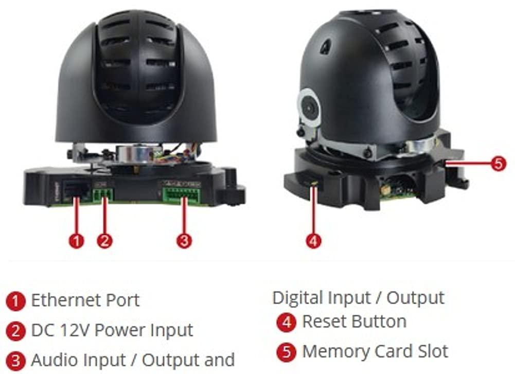 ACTi ACTi B912 5MP Video Analytics Outdoor Mini PTZ Camera; with SLLS, DC Iris; Auto Focus; H.265/H.264; 1080p/30fps, 2D+3D DNR; Audio; MicroSDHC/MicroSDXC; PoE/DC12V; IP67; IK10; DI/DO; Built-in Analytics