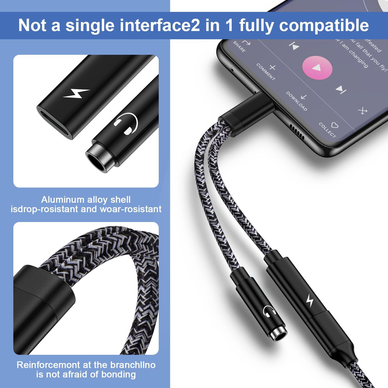 Flecom USB C to Aux Adapter Samsung S24FE/S24 Ultra Headphone Adapter Type C to 3.5mm Jack Audio Adapter with Fast Charging Cable Cord for Samsung Galaxy A16 A06 A55 A35 A15 S24 S23 Plus S23FE A54 A14 A13