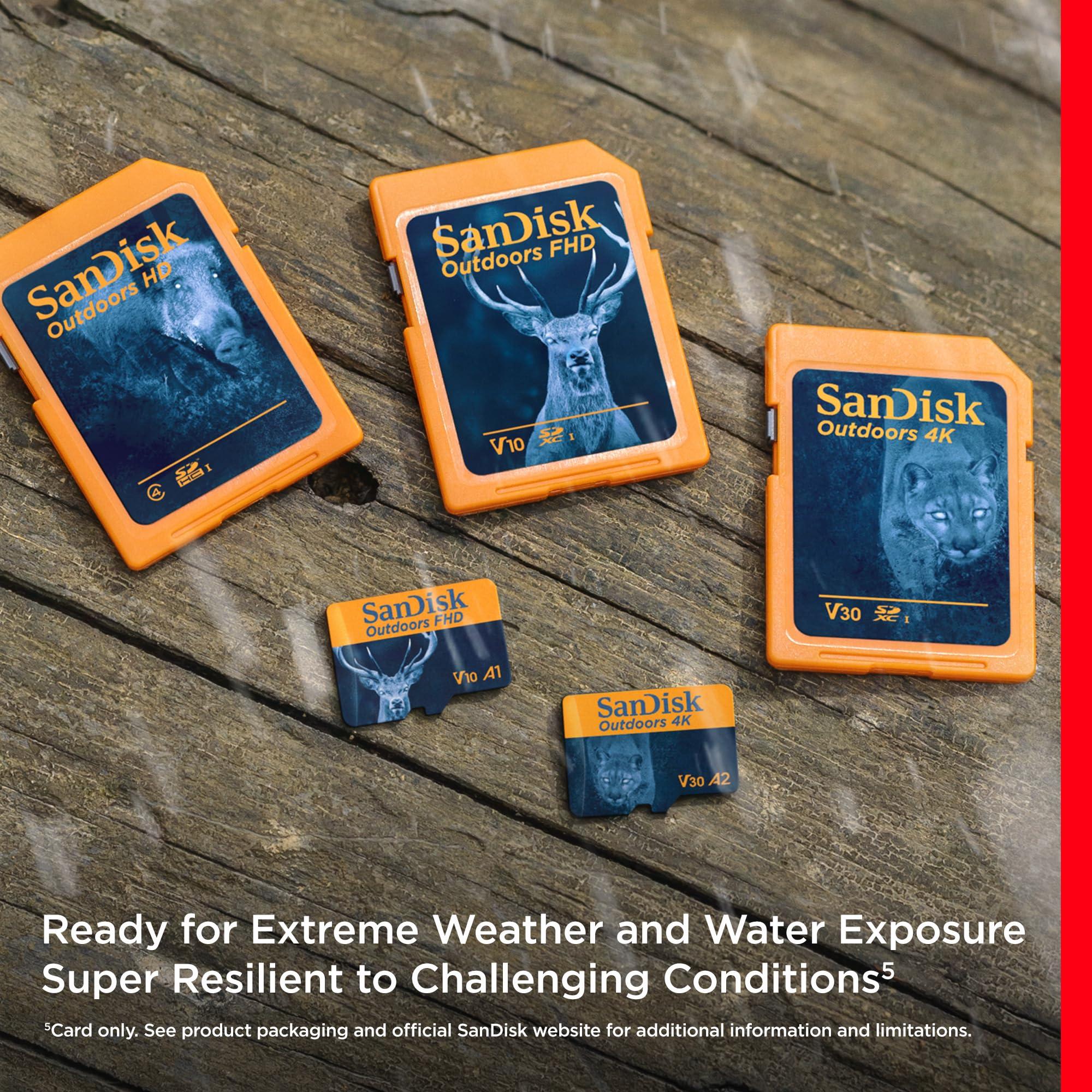 SanDisk SanDisk 128GB 2-Pack Outdoors 4K SDXC UHS-I Memory Card (2x128GB) - Up to 180MB/s, C10, U3, V30, Trail Camera SD Card - SDSDXWA-128G-GN6V2