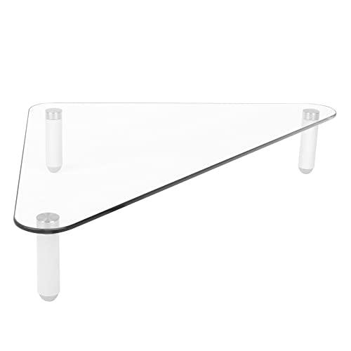 Kantek Kantek Corner Desk Glass Computer Monitor Stand Riser, 5mm Tempered Glass Platform, Holds Up to 40 Lbs, Keyboard Storage, 19.7\" X 11\" X 3.25\", Clear