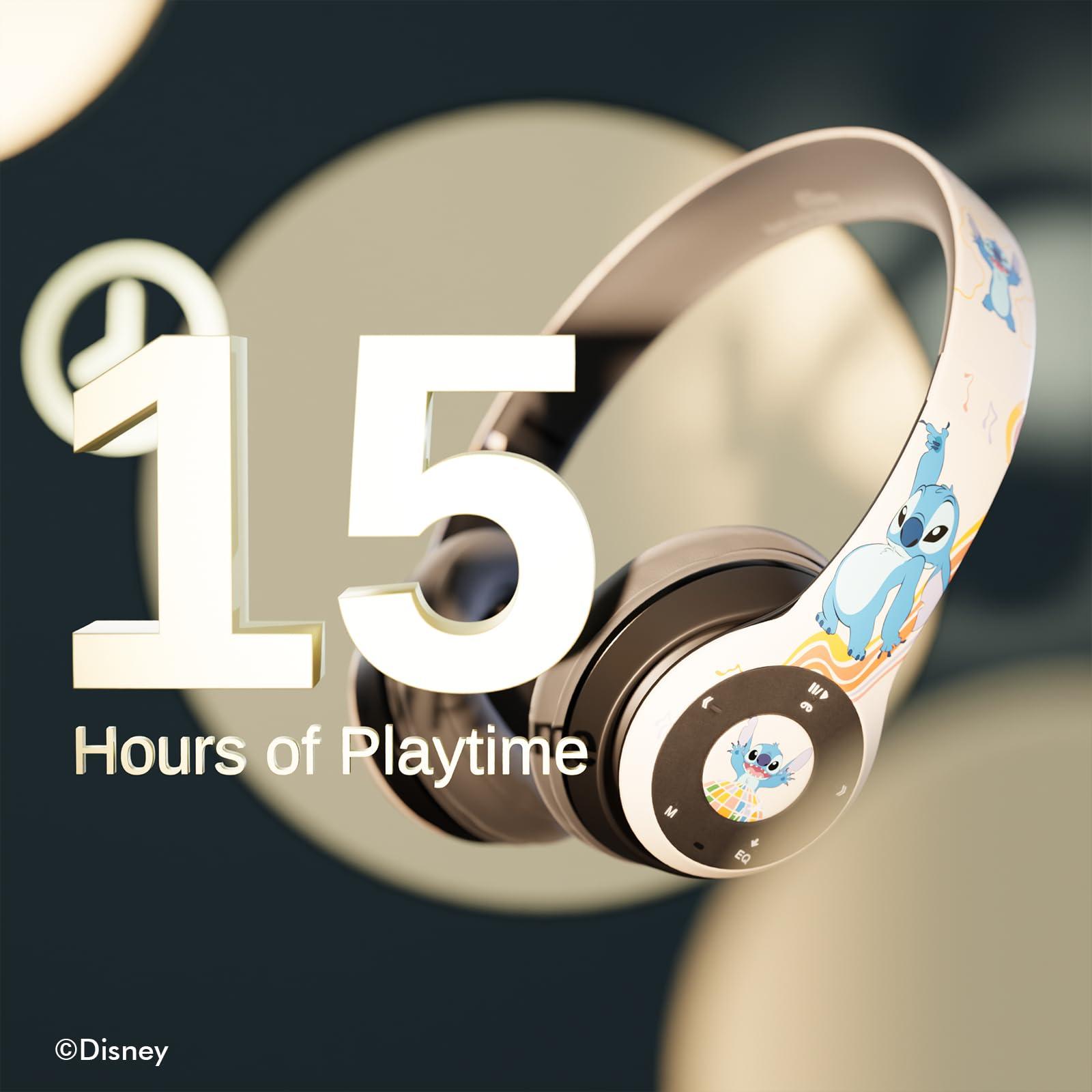 iJoy Disney Stitch Disco Party Bluetooth Over-Ear Headphones, Wireless Foldable Headset with Built-in Microphone - Stitch Disco Party Design, for Adults and Kids, Comfortable Auriculares