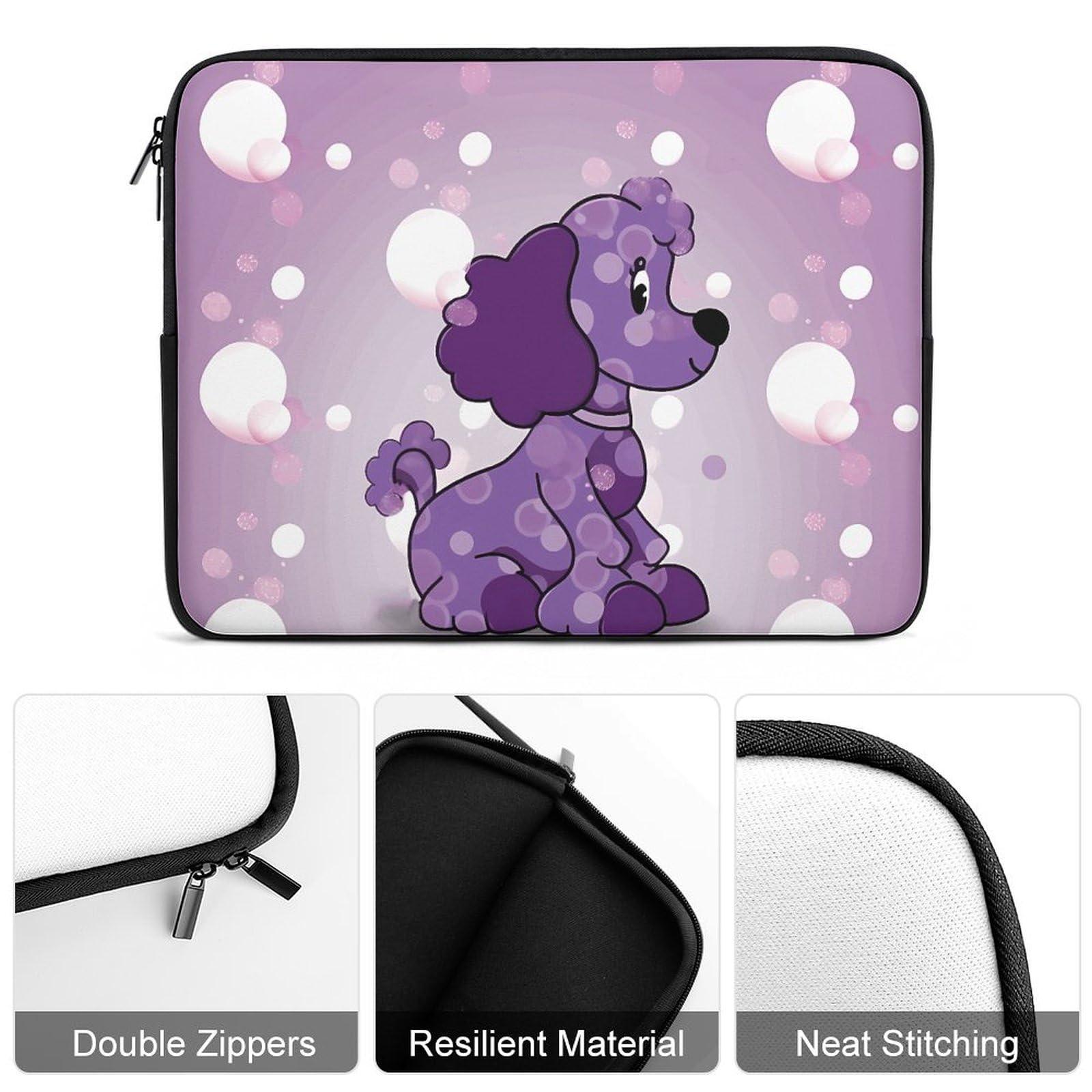 VTCTOASY Laptop Case Sleeve 15inch Shockproof Laptop Case Purple Poodle Polka Dot Laptop Sleeve Protective Carrying Case