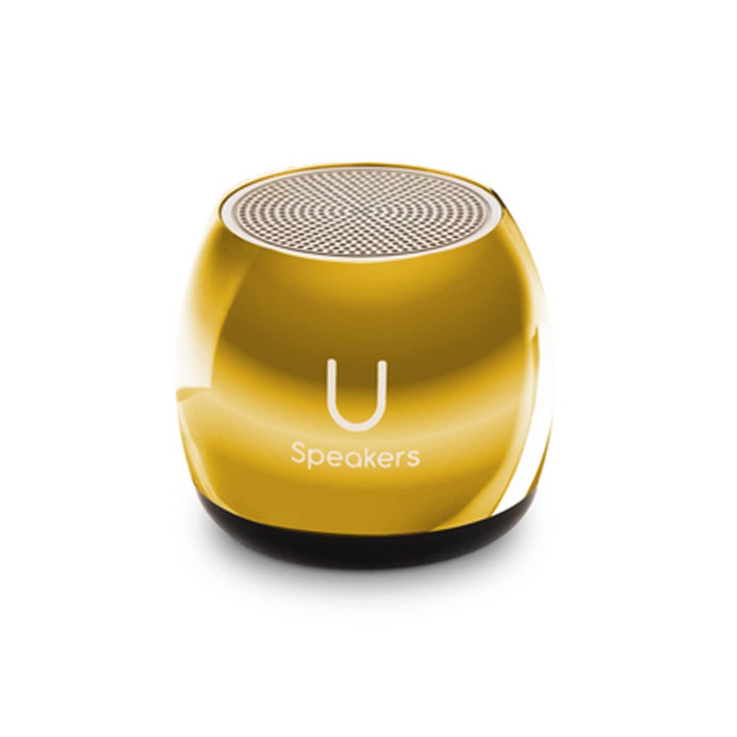 Fashionit Fashionit U Micro Speaker | Stylish Portable Wireless Bluetooth 5.0 with Built-in Mic & Remote Shutter | Perfect Little Speaker for Home, Parties, Travel! Small Device, Rich Sound | Mirror Gold