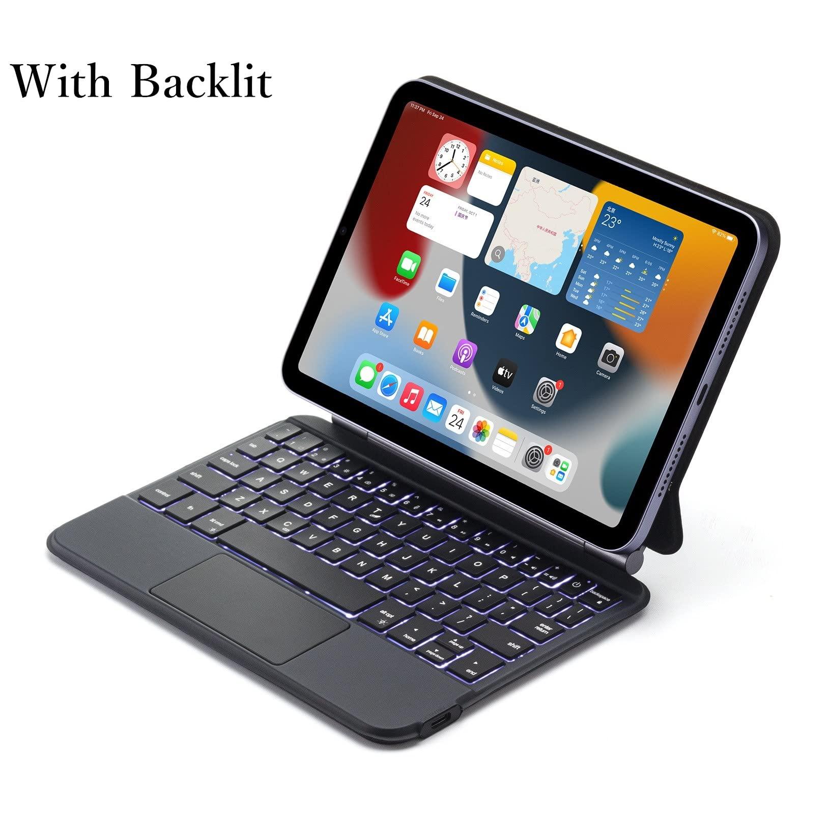 HENGHUI HENGHUI Keyboard for iPad Mini 7 A17 Pro/iPad Mini 6th Generation Magnetic Keyboard Case Floating Cantilever Stand Multi-Touch Trackpad Backlit Keys for iPad Mini 6 (Black)