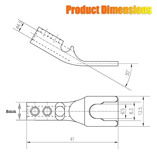 Tertullus Tertullus 8 Pcs Pure Copper Speaker Spade Connectors Y Plug Spade Speaker Wire Connectors 45 Degree Gold Plated Screw Locking Adapter Fork Spade Plugs for Speaker Wire DIY