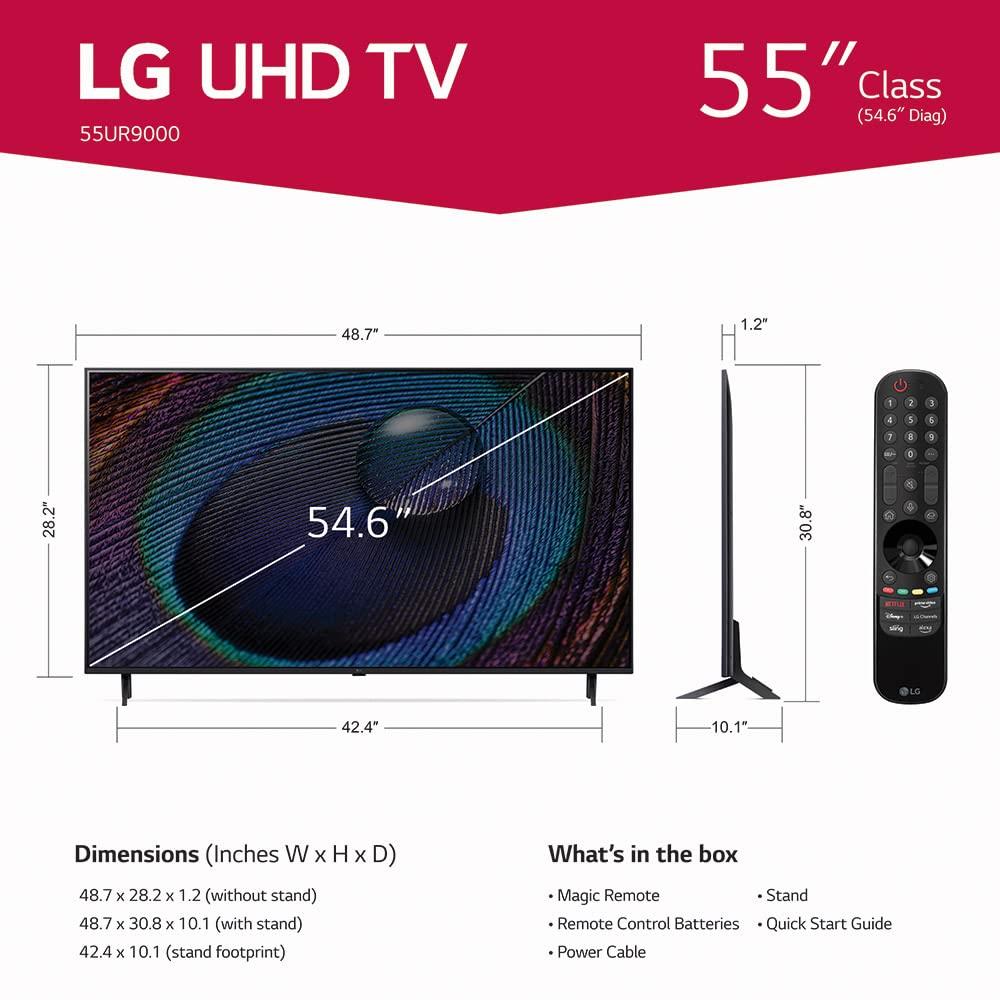 LG LG 55-Inch Class UR9000 Series Alexa Built-in 4K Smart TV (3840 x 2160),Bluetooth, Wi-Fi, USB, Ethernet, HDMI 60Hz Refresh Rate, AI-Powered 4K (Renewed)