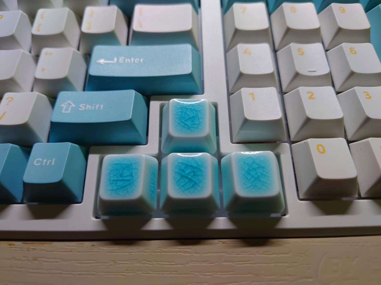 MECHKYP MECHKYP Handmade Pottery/Ceramics Backlit Artisan Keycaps Set 1U Arrow WASD Keycap Cherry Profile for All Cherry MX Switch Gaming Mechanical Keyboard (Ripping Waters 4 Keys)