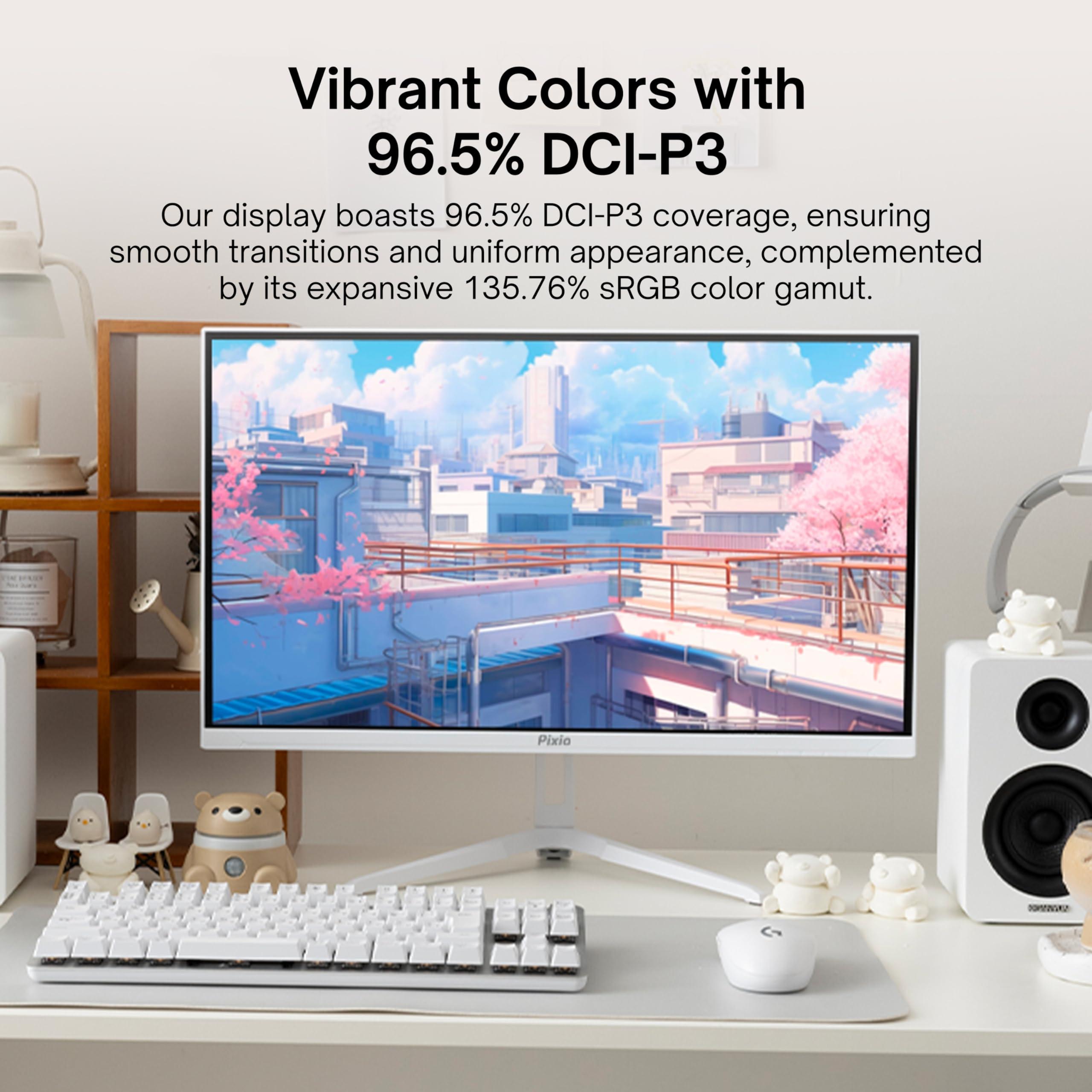 Pixio Pixio PX278 Wave White 27 inch 180Hz Refresh Rate FHD 1440p Resolution Fast IPS Panel 1ms GTG Response Time White Gaming Monitor with FreeSync