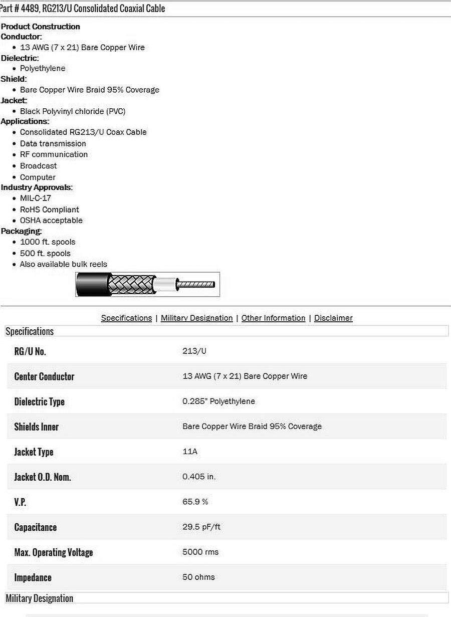 MPD DIGITAL KEEPING YOU CONNECTED QUALITY US MADE MPD Digital MILSPEC RG213 50 OHM RF Coaxial Cable with UHF PL259 Male Crimp Connectors, 35 FT