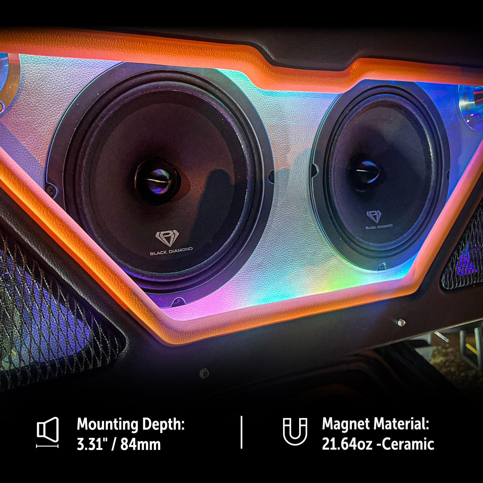 BLACK DIAMOND Pair of Black Diamond 8" 140 Watts 4-Ohm Mid-Range Speakers with Bullet