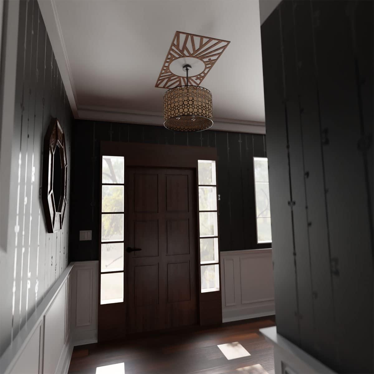 Ekena Millwork Ekena Millwork 38"W x 19"H x 14 1/4"ID x 1/4"T Hoover Wood Fretwork Pierced Ceiling Medallion, Walnut