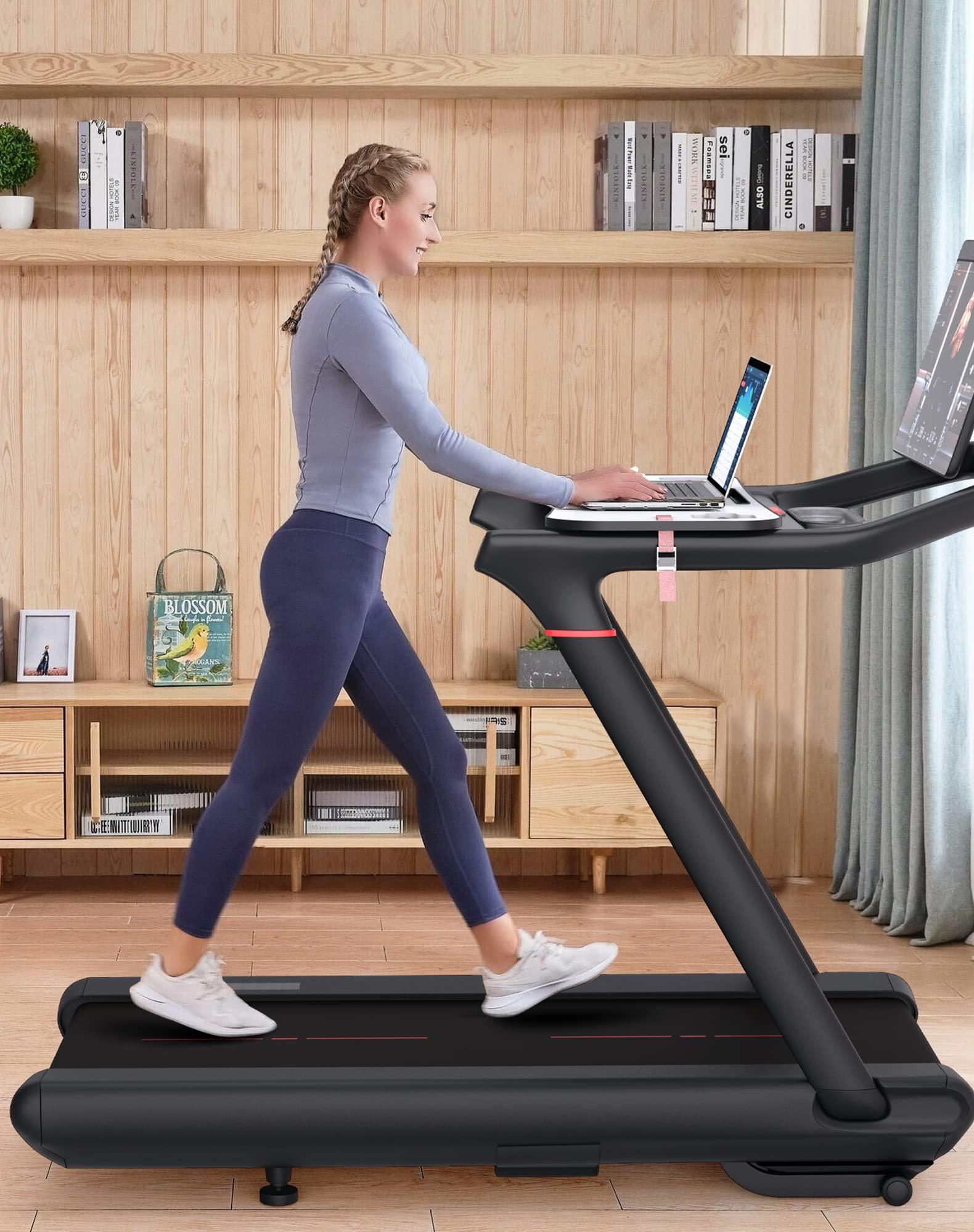 Qsxou Qsxou Treadmill Desk Attachment,Peleton Tread Tray Accessories Laptop Stand with Tablet Holder and Edge Protector,Treadmill Workstation for Home/Office