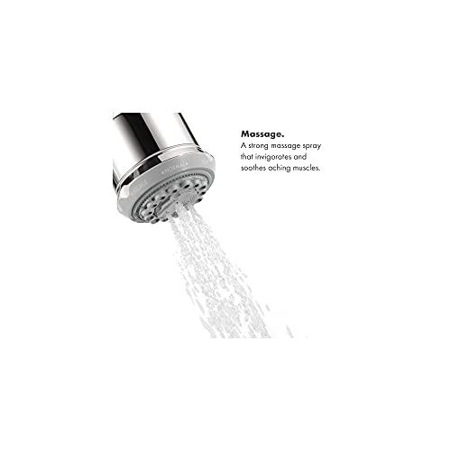 hansgrohe hansgrohe Clubmaster 4-inch Easy Clean Easy Install Showerhead Modern 3-Spray Full, Pulsating Massage, Soft spray with QuickClean in Polished Nickel, 28496831