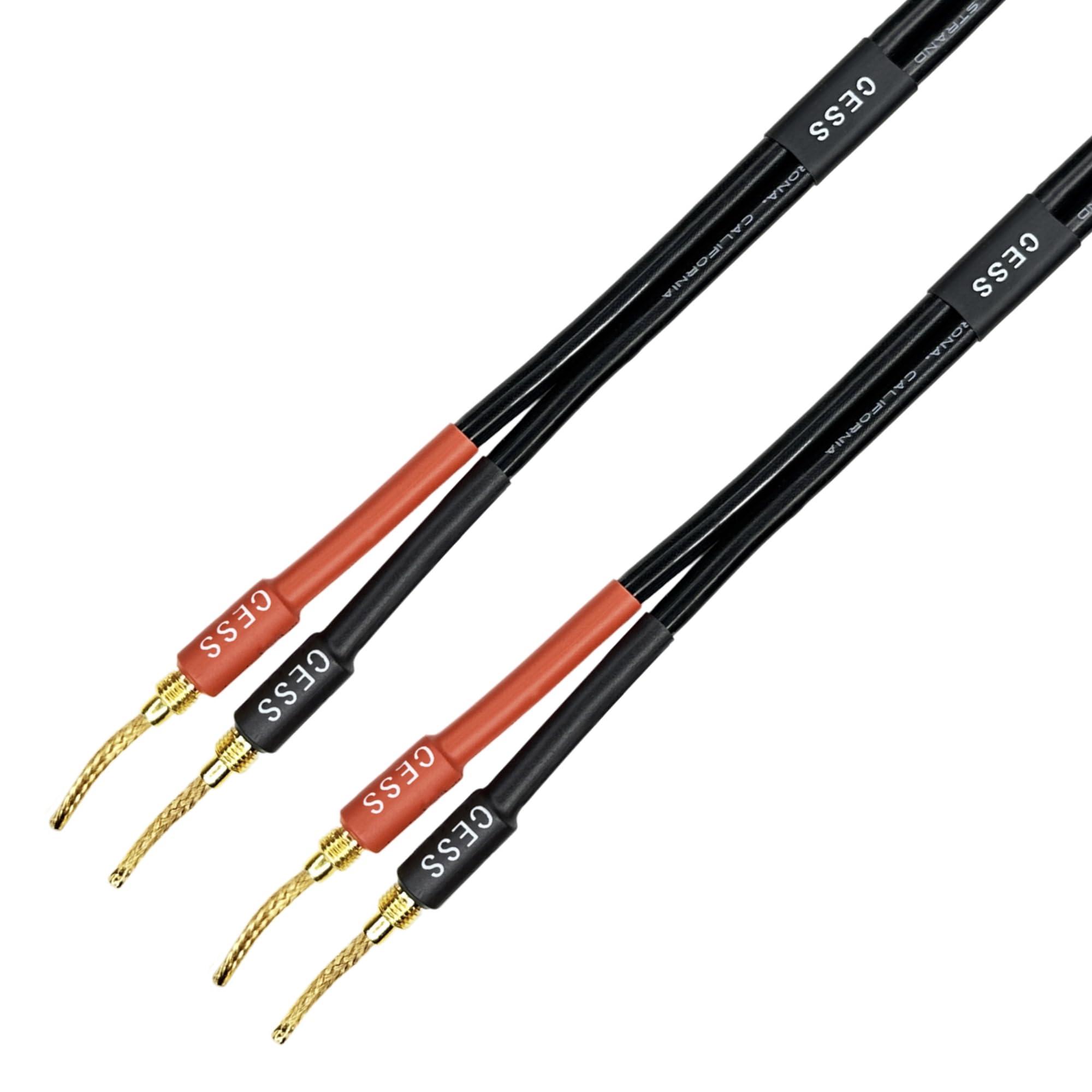 CNCESS CESS-276-6f Braided-Type Pin Banana Plug to Speakon Speaker Cable, Secure Contact with Spring Clips, Super Soft Silicone 12 Gauge Wires (6 Feet)