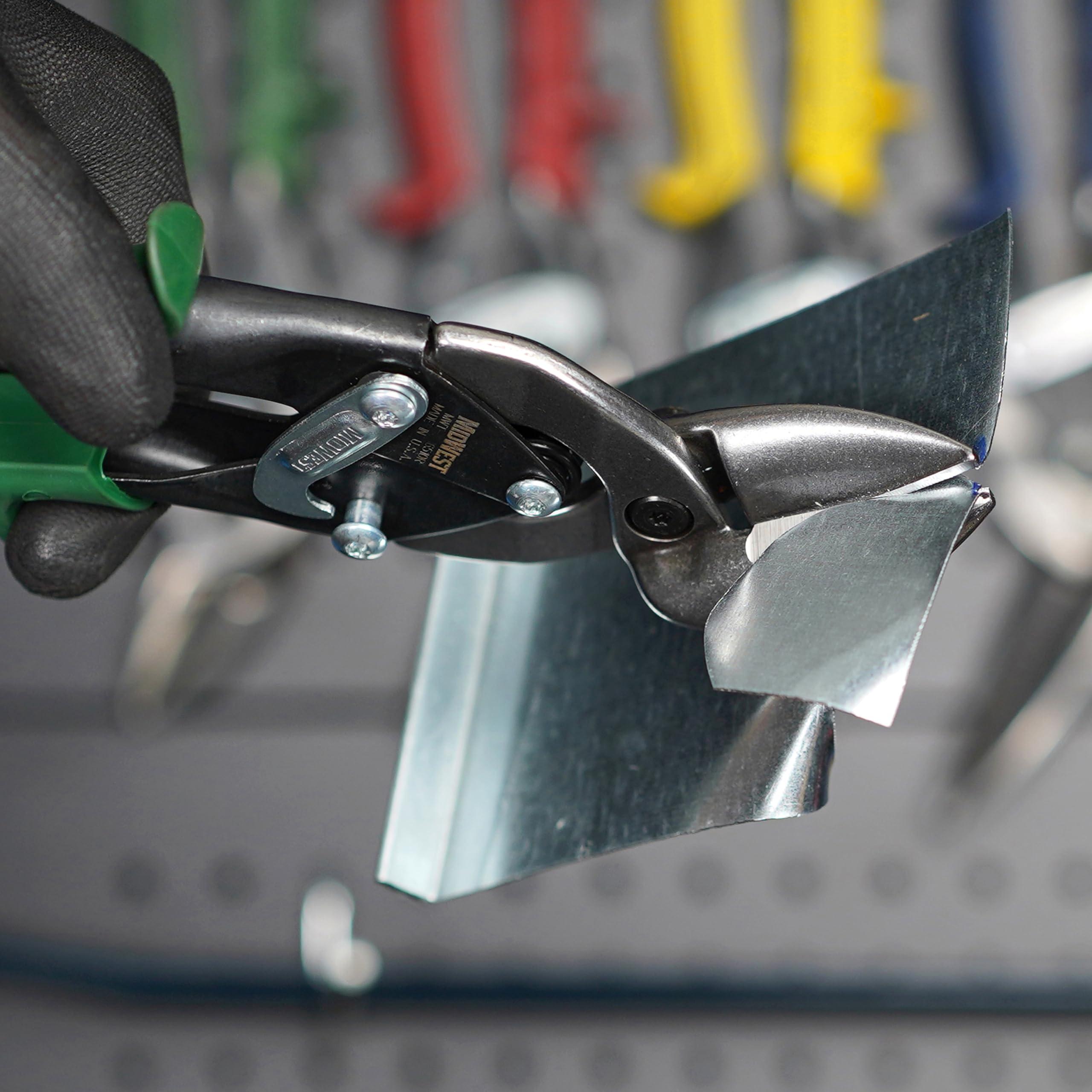 Midwest Snips MIDWEST Aviation Snip Set - Left and Right Cut Offset Tin Cutting Shears with Forged Blade & KUSH'N-POWER Comfort Grips - MWT-6510C