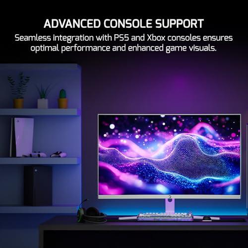 Game Power GAMEPOWER F20 27 Inch Curved White Gaming Monitor, 120Hz 1080p Display, 1ms Response Time, AMD FreeSync, HDR Support, 125% sRGB, RGB Backlight, Dual Speakers, Zero Frame Design, HDMI and VGA Inputs