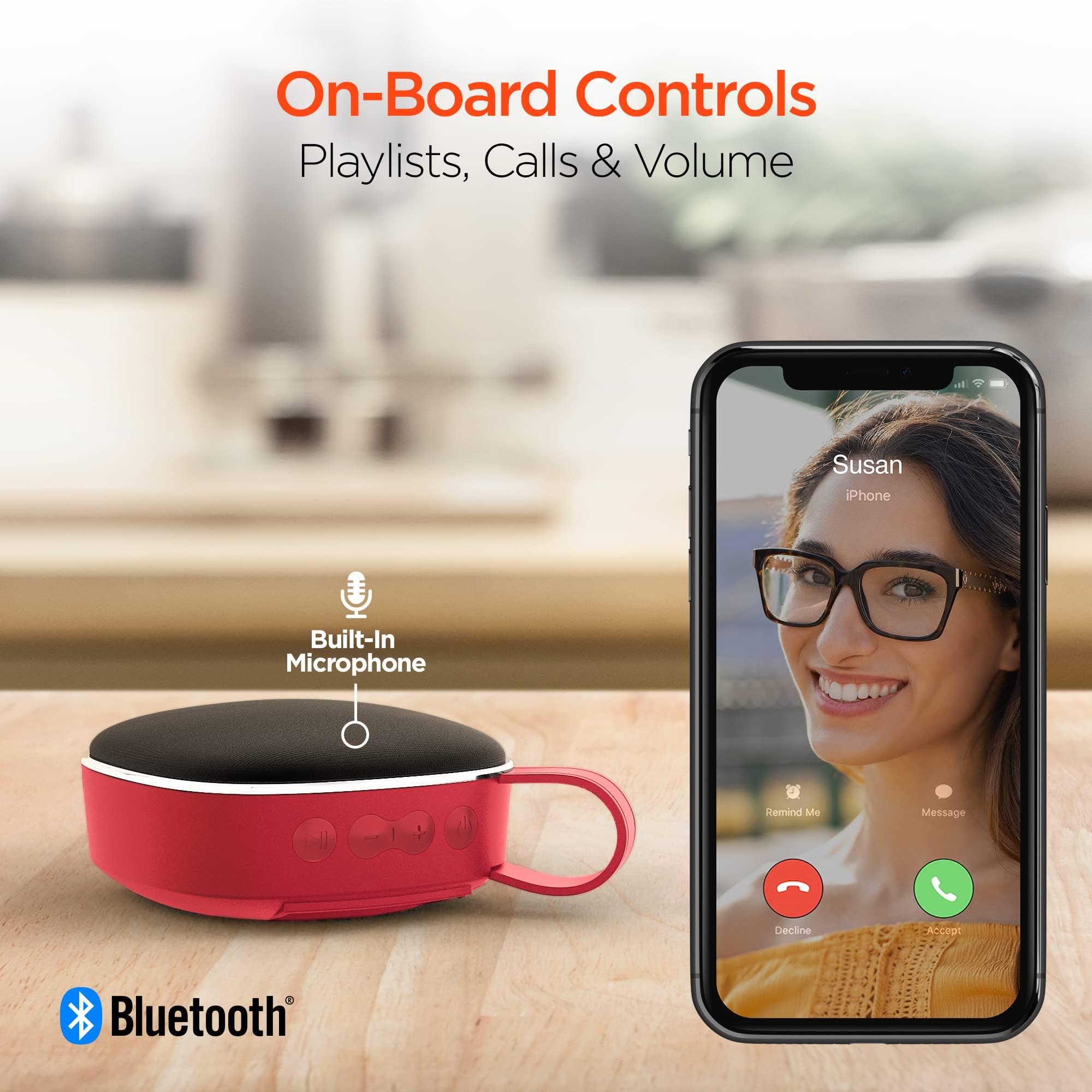 HyperGear HyperGear Bluetooth Speaker - Portable Bluetooth Speakers with Powerful Loud HD Stereo Sound, Built-in Mic to Take Calls Stream Music Indoor, Outdoor, Portable Speaker- Red