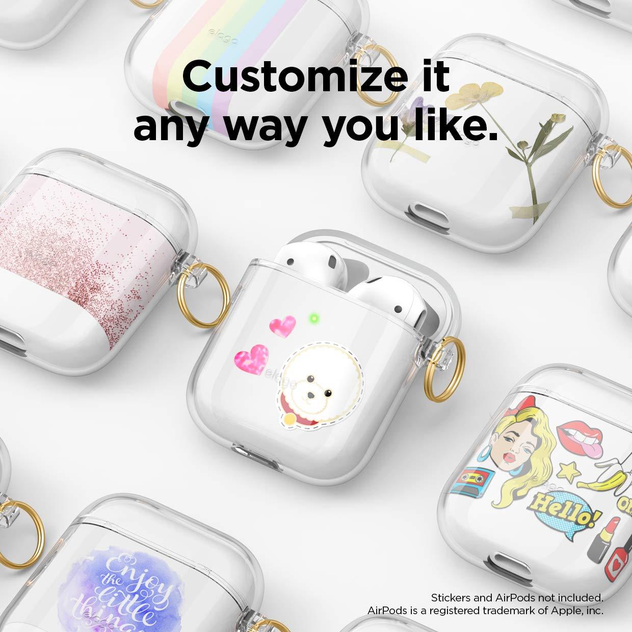 elago elago Clear Airpods Case with Keychain Designed for Apple Airpods 1 & 2 (Transparent)