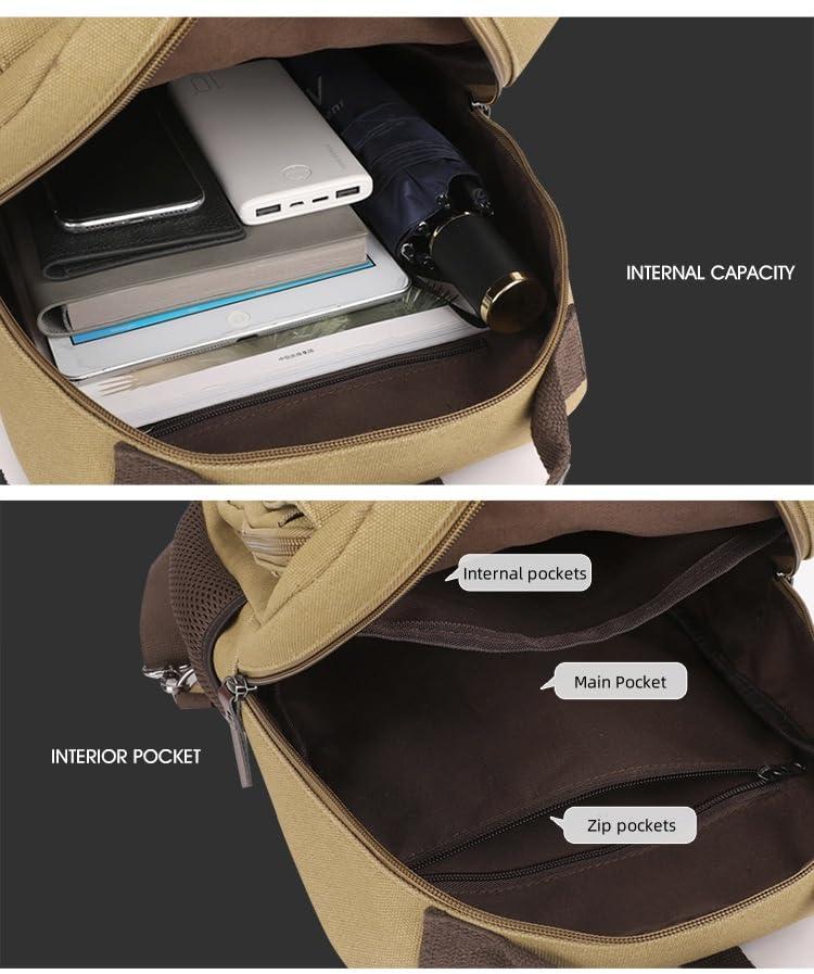 Generic Vintage Canvas Laptop Backpack, Travel Backpack for Women Men, Canvas Crossbody Bags,Shoulder Bags (Black)