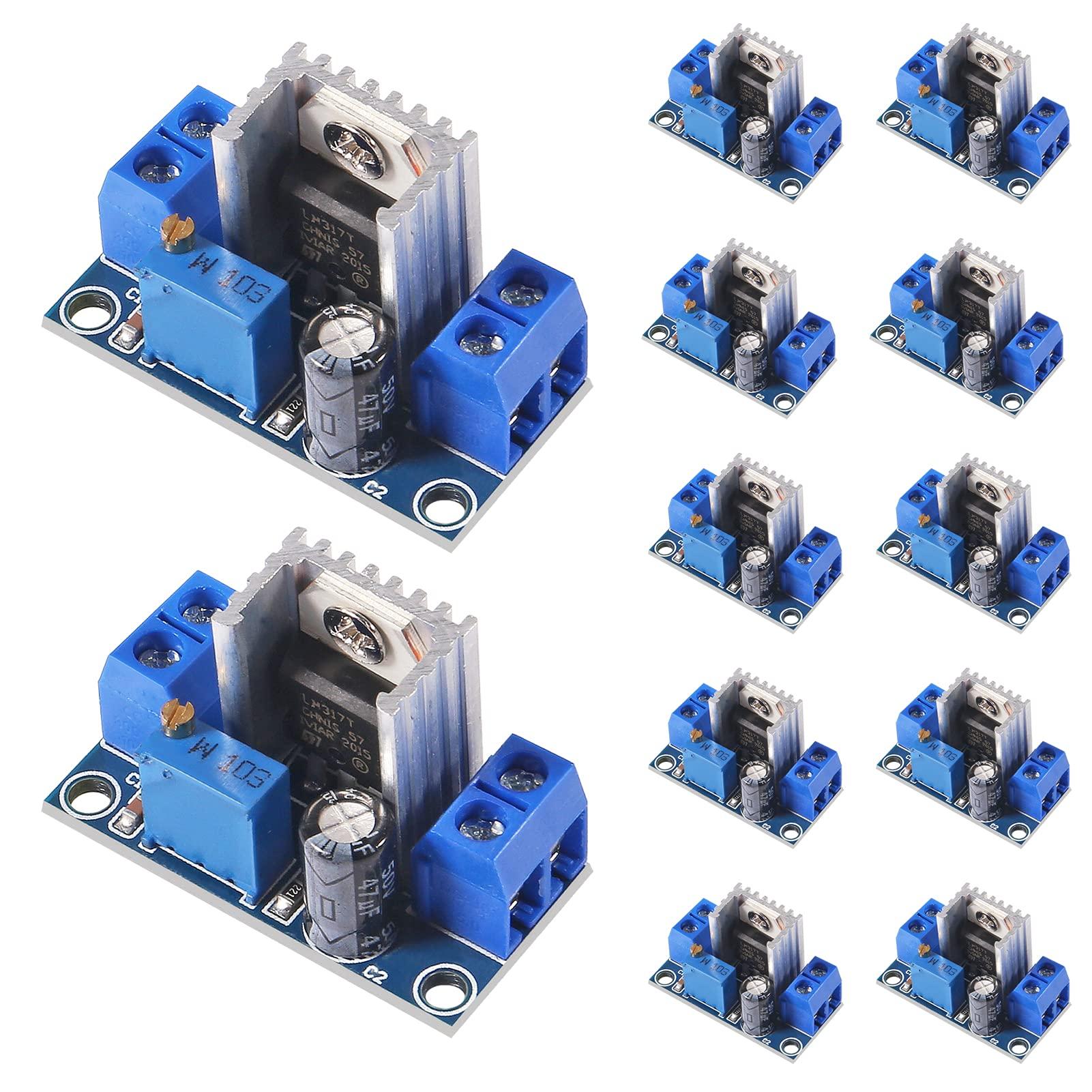 UMLIFE UMLIFE 12PCS LM317 DC-DC Converter Buck Step-Down Circuit Board Module 4.2-40V to 1.2-37V Linear Regulator Adjustable Voltage Regulator Power Supply for Arduino ESP8266