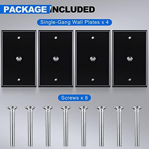 Weewooday Weewooday 4 Pieces Coax Wall Plate 1-Port TV Cable Cover Outlet Plate F -type Connector Coaxial Cable, Screws Included(White and Black)