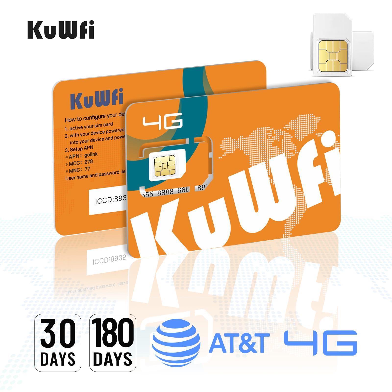 KuWFi KuWFi Mobile WiFi Hotspot and 2GB Prepaid 4G LTE SIM Card
