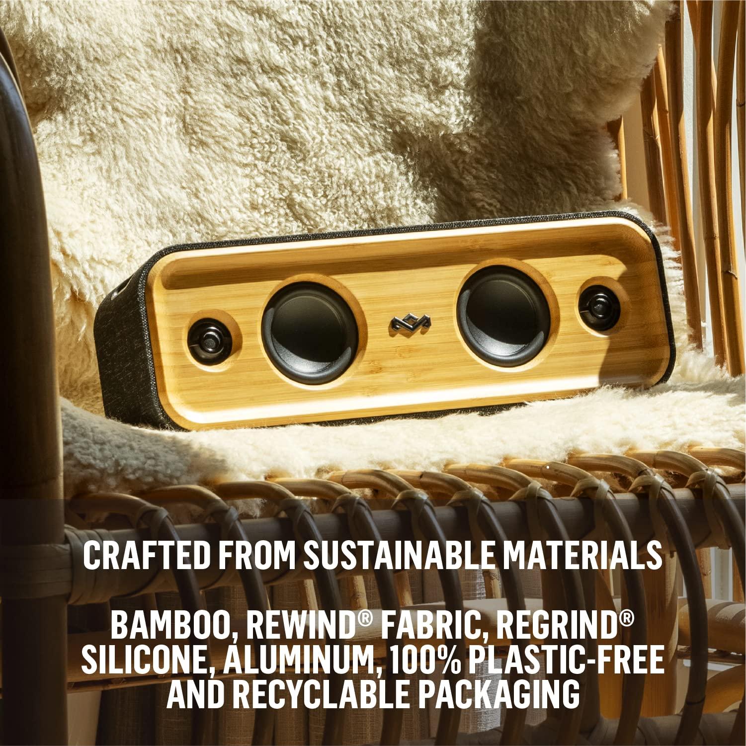Marley House of Marley Get Together 2: Portable Speaker with Wireless Bluetooth Connectivity, 20 Hours of Playtime and Sustainable Materials, IP65 Dust and Water Resistance, Signature Black