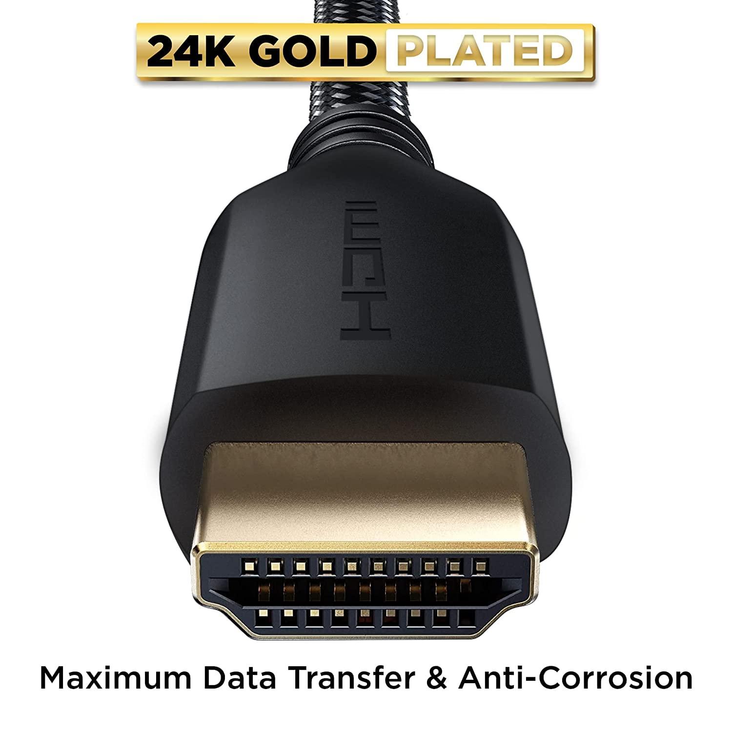 PowerBear PowerBear 4K HDMI Cable 1 ft | High Speed, Braided Nylon & Gold Connectors, 4K @ 60Hz, Ultra HD, 2K, 1080P, ARC & CL3 Rated | for Laptop, Monitor, PS5, PS4, Xbox One, Fire TV, Apple TV & More