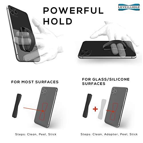 LOVEHANDLE LOVEHANDLE Phone Grip for Most Smartphones and Mini Tablets, Black Elastic Strap with Black Base, LH-01Black