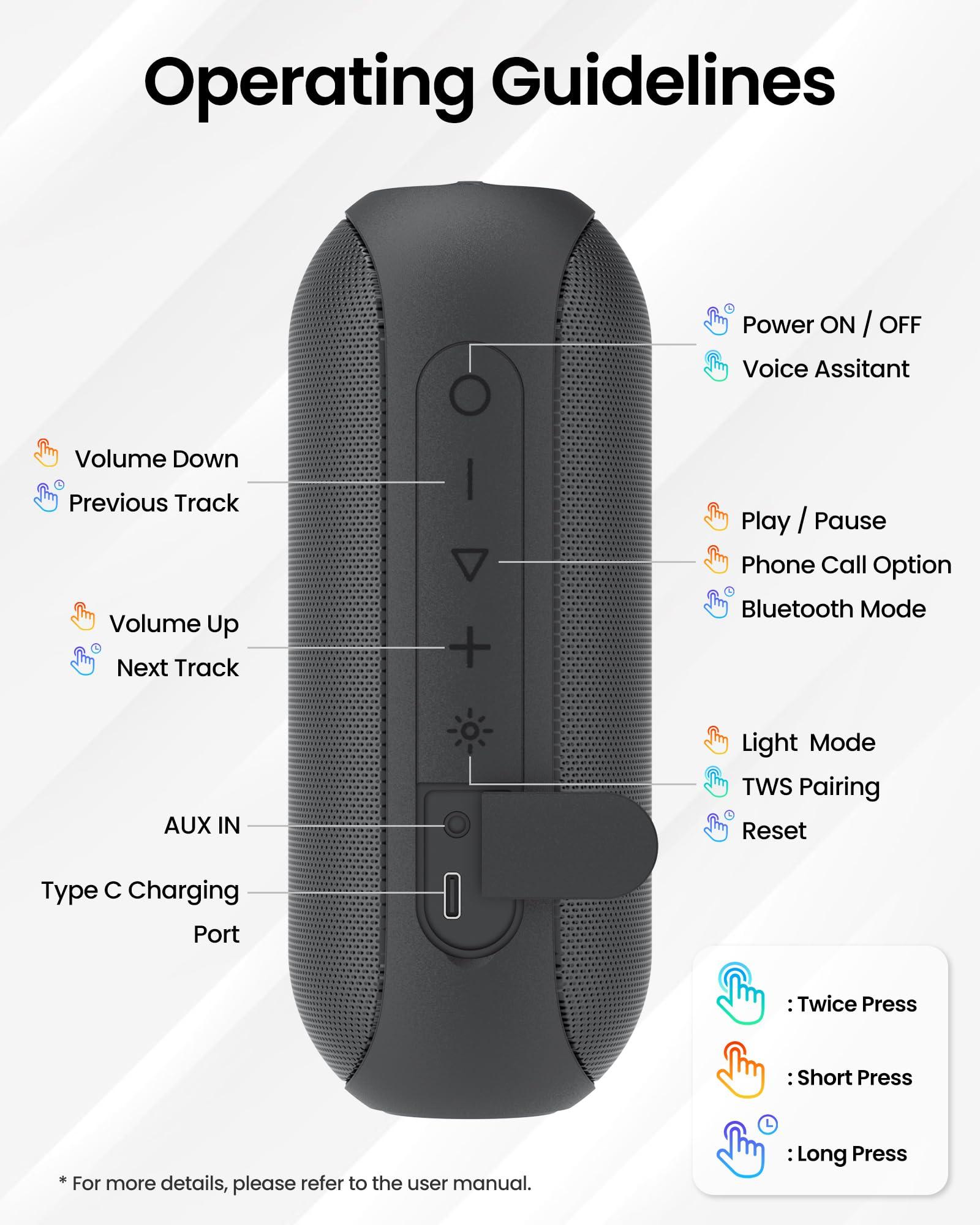 NOTABRICK Bluetooth Speakers with Light, 30W Portable Bluetooth Wireless(100FT Range) Loud Stereo Sound, IPX7 Waterproof Shower Speakers, RGB Multi-Colors Rhythm Lights, 1000mins Playtime for Indoor&Outdoor