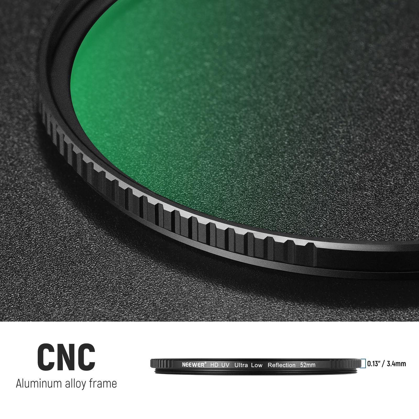 NEEWER NEEWER 52mm Ultra Low Reflectivity UV Lens Filter, UV Protection Filter with Multi Resistant Coating, HD High Transmittance Optical Glass, Ultra Slim Aluminum Frame, Water/Scratch/Oil Resistant