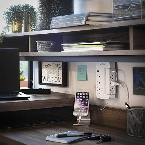 CyberPower CyberPower CSP600WSURC5 Professional Surge Protector, 900J/125V, 6 Swivel Outlets, 1 USB-C Charge Port, Wall Tap Design, White