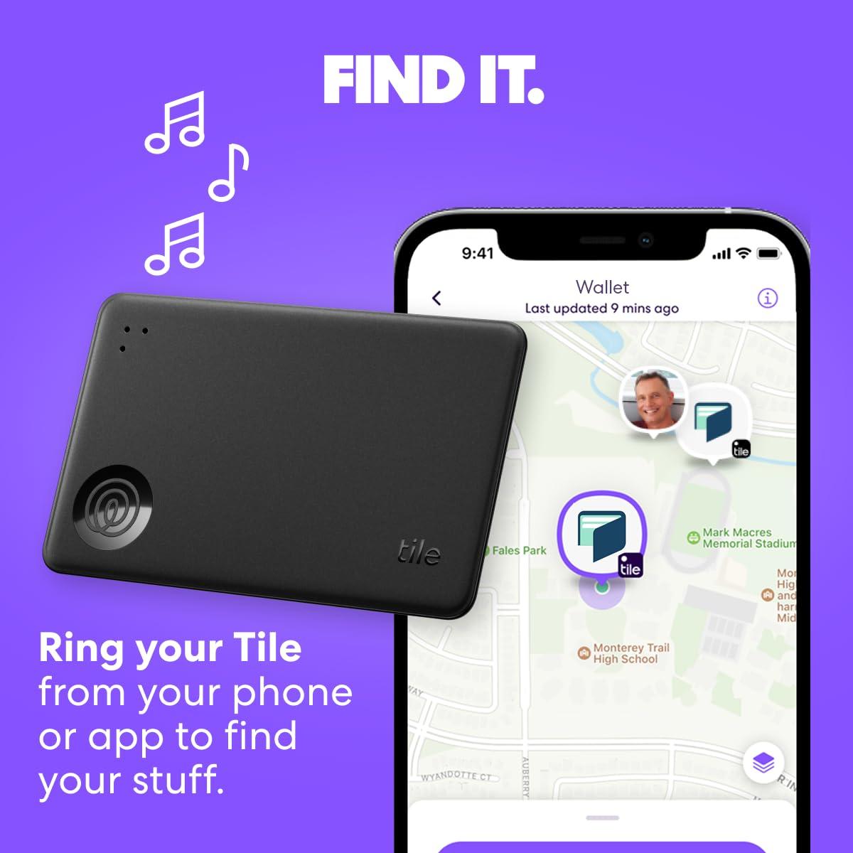 Tile Tile by Life360 Slim (2024) - Wallet Finder, Bluetooth Tracker and Item Locator for Luggage Tags, Passports and More. Both iOS and Android Compatible. Phone Finder. 2-Pack (Black)