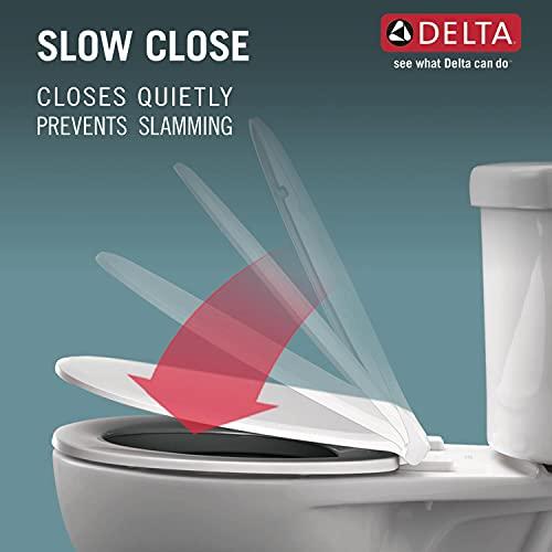 DELTA FAUCET Delta -Faucet Wycliffe Slow Close Elongated Toilet Seat with Non-Slip Seat Bumpers, Soft Close Toilet Seat Elongated, Toilet Seat Slow Close, White 811901-WH