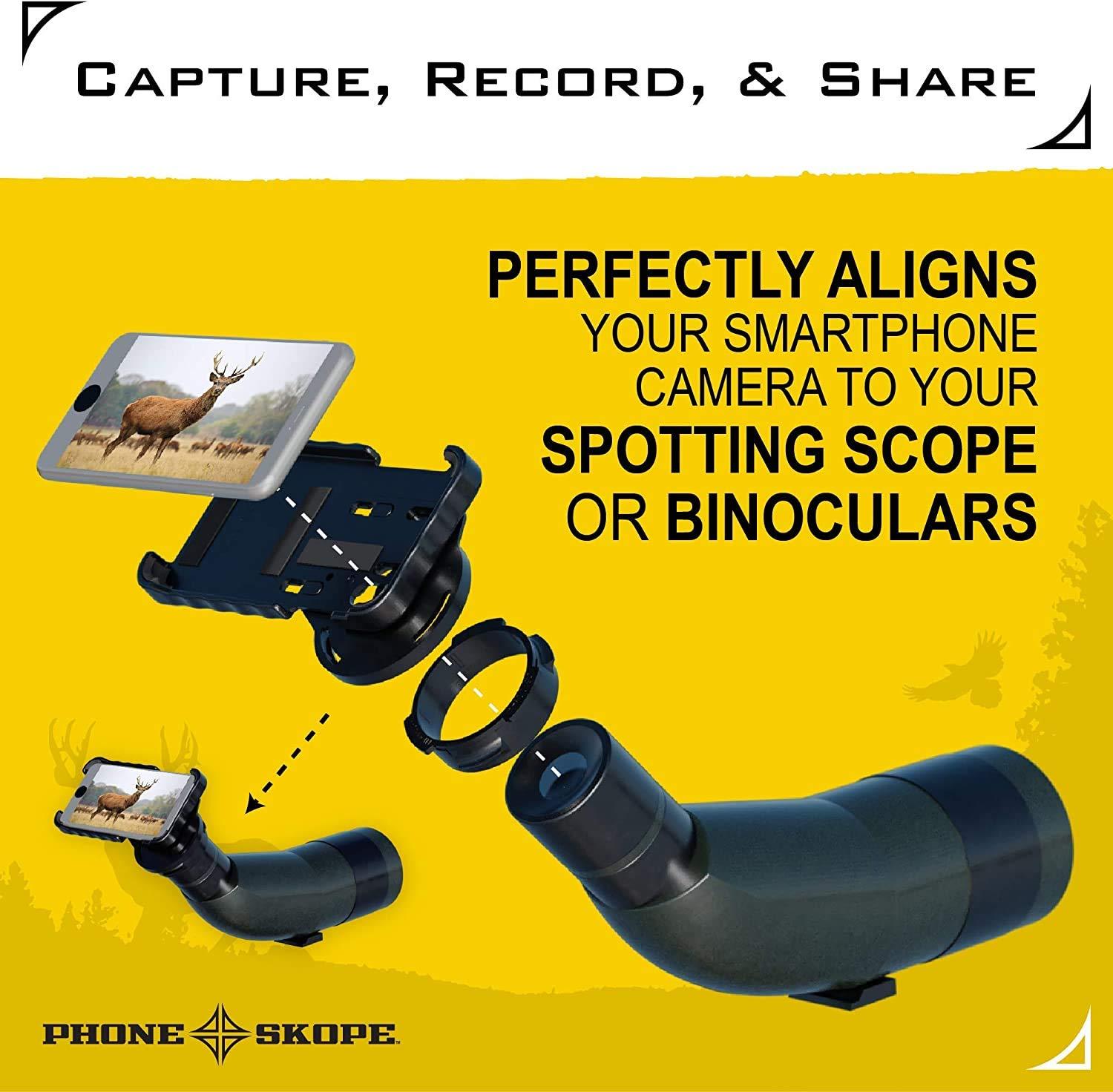 Phone Skope Phone Skope Complete Digiscoping Kit: Ideal Scope Camera for Hunting/Birding/Stargazing - Phone Scope Adapter Kit Includes Phone Scope Mount Case, Eyepiece Adapter, Lens Cloth - Fits Most Smartphones