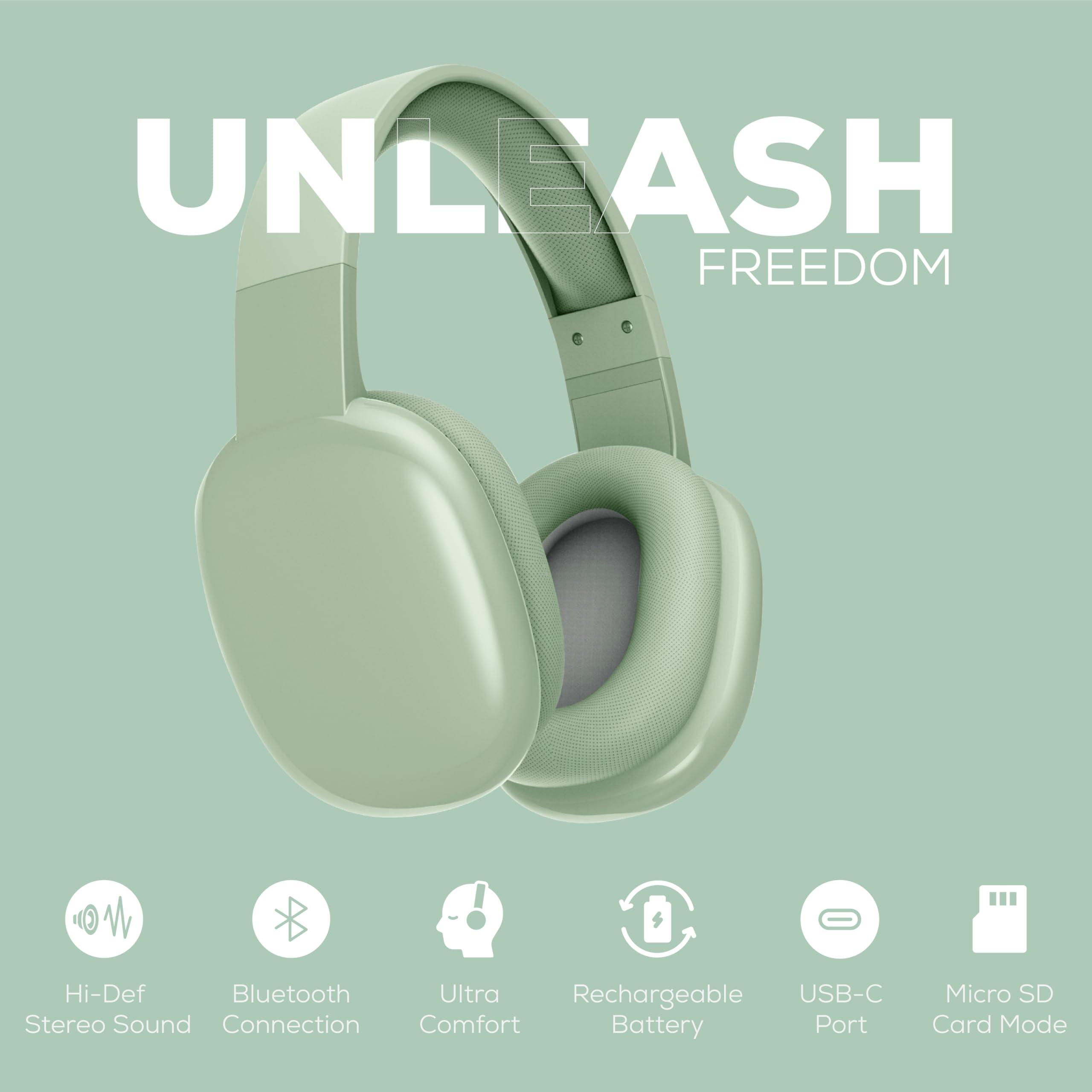 Gabba Goods Gabba Goods Wireless Over Ear Bluetooth Headphones with Microphone - Wireless Headset -Noise Reduction - Bluetooth, Wired,Built in Micro SD for Travel, Home, Work TV,PC,Gaming,Cellphone (Mint)