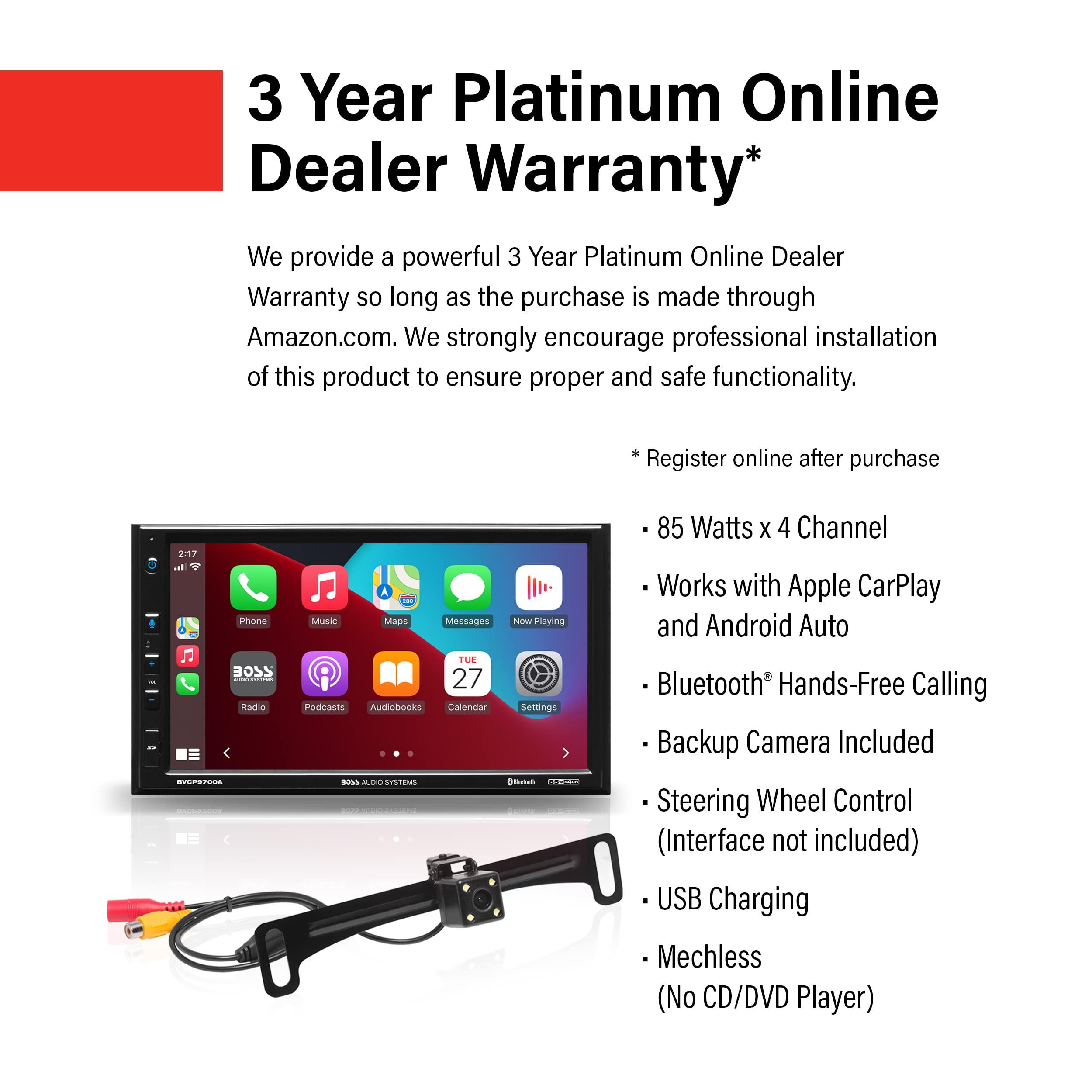 BOSS Audio Systems BOSS Audio Systems BVCP9700A-C Car Stereo System - Apple CarPlay, Android Auto, 7 Inch Double Din, Touchscreen, Bluetooth Audio and Calling Head Unit, Radio Receiver, No CD Player, Backup Camera