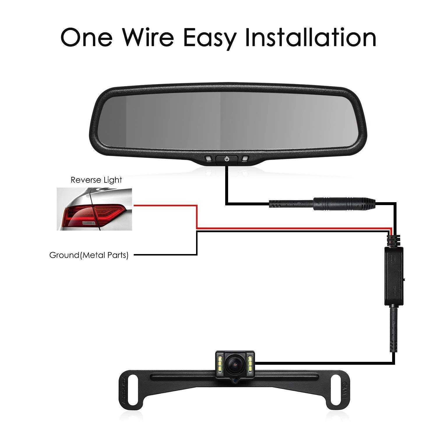 AUTO-VOX Rear View Mirror Camera with 4.3 Monitor, Super Night Vision OEM Backup Camera Mirror with IP 68 Waterproof Back Up Camera for Car, Rearview Mirror for Parking & Driving Safety AUTO-VOX T2