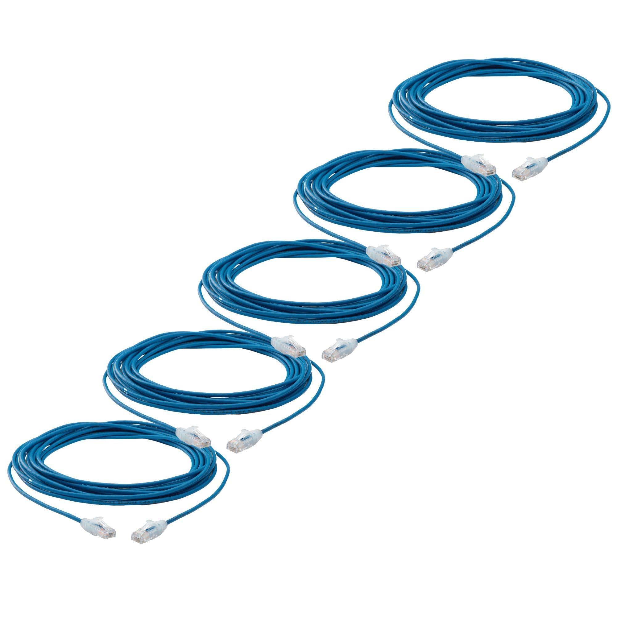 TRUE CABLE trueCABLE Cat6 Component Rated Patch Cable, Unshielded U/UTP, CM Rated, UL Listed, PoE++, 28AWG 4/PR, Blue, 25ft, 5 Pack