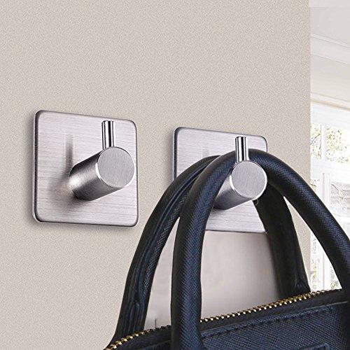 Fotosnow Adhesive Hooks Heavy Duty Wall Hooks Waterproof Stainless Steel Hooks for Hanging Coat, Hat,Towel Robe Hook Rack Wall Mount- Bathroom and Bedroom 4-Packs