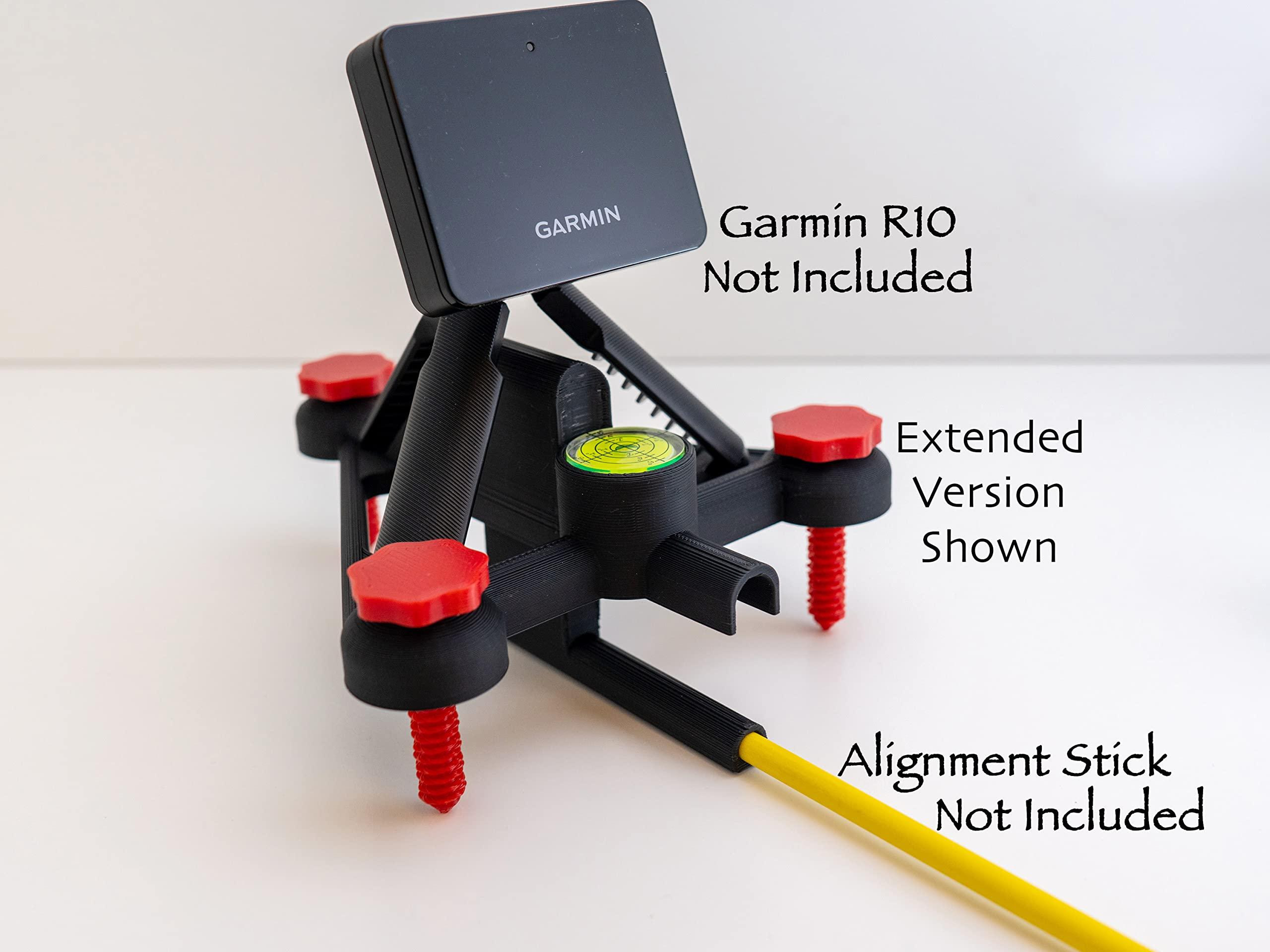 DirectNine Basics Adjustable Alignment & Leveling Stand for Garmin Approach R10 (Extended Height), Black with Red Knobs, Extended Height: 0.25'' - 2''