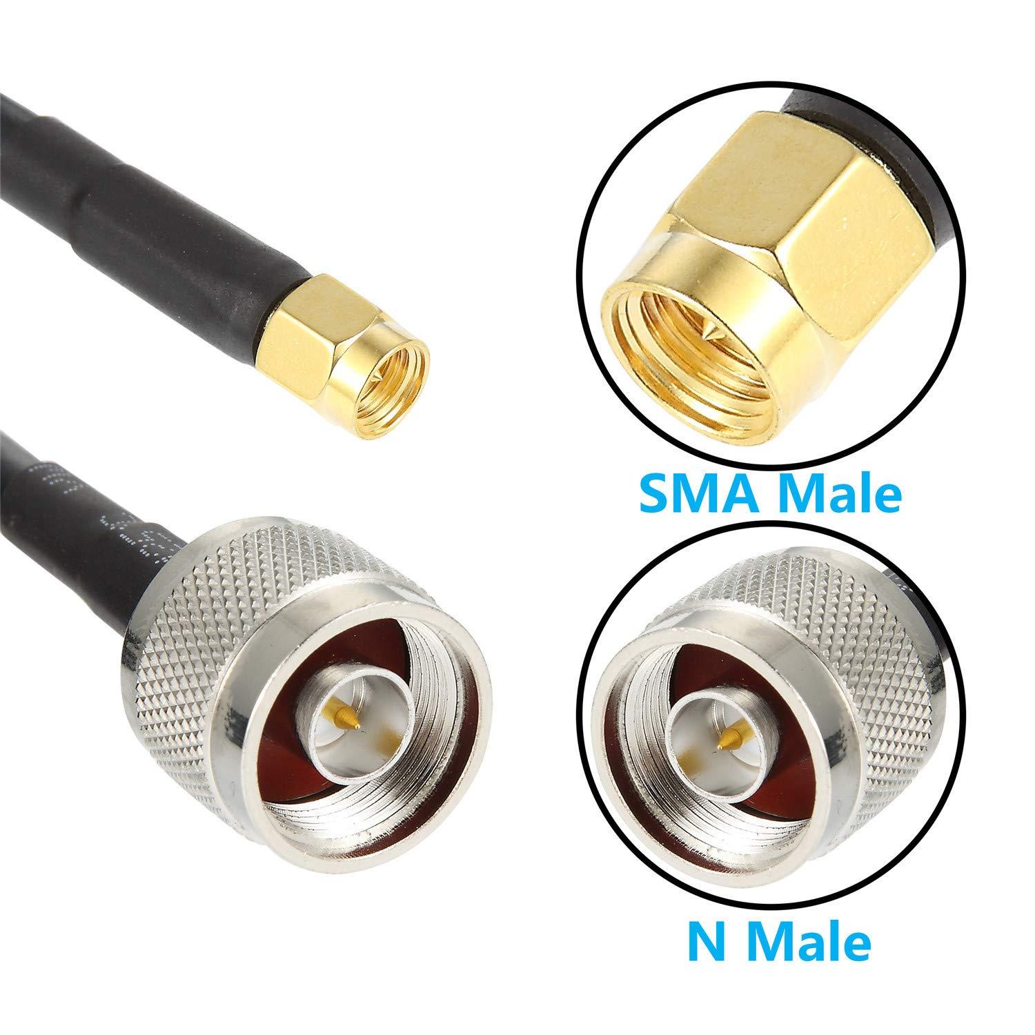 GEMEK GEMEK 10ft SMA Male to N Male Pure Copper Cable, Low Loss S-MR240 Coaxial for 3G 4G 5G 6G LTE ADS-B Ham GPS WiFi RF Radio to Antenna or Surge Arrester Use (50 Ohm Not for TV)